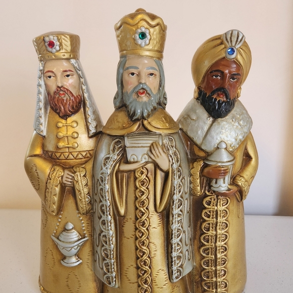 Vintage Christmas Decor Three Kings Wind Up Music Decoration Japan Works 1960s - Picture 8 of 8